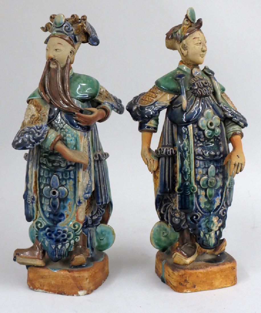 (2) CHINESE SANCAI GLAZED STONEWARE FIGURES (1 of 3)