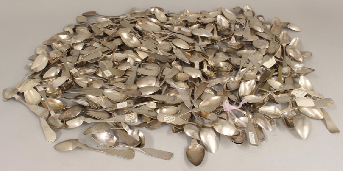 SIZABLE LOT OF AMERICAN COIN SILVER FLATWARE (1 of 1)