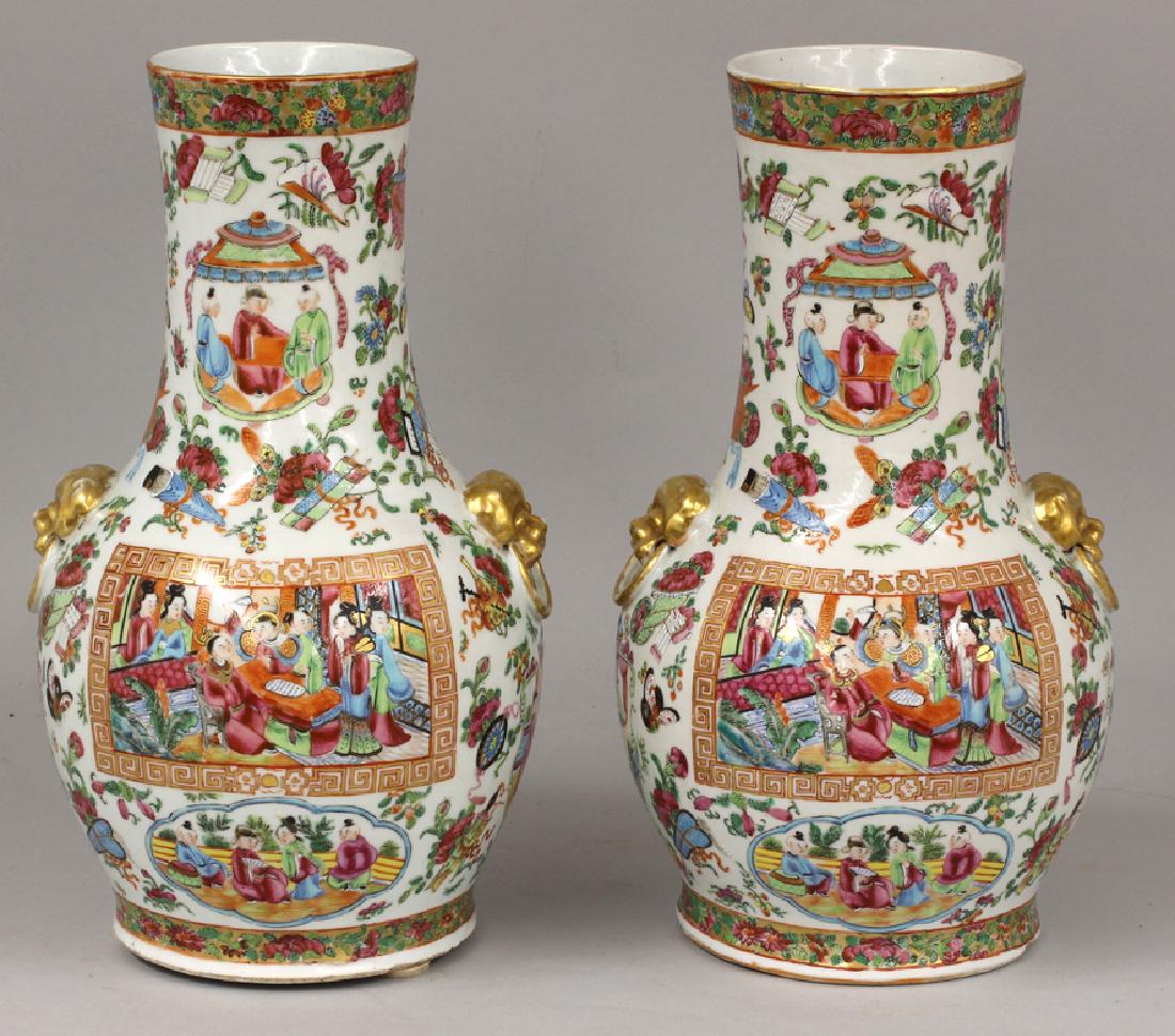 PAIR OF CHINESE EXPORT ROSE MANDARIN VASES (1 of 4)
