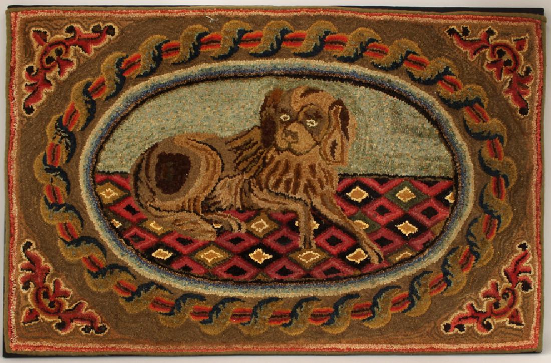 19TH C. HOOKED RUG OF DOG (1 of 1)