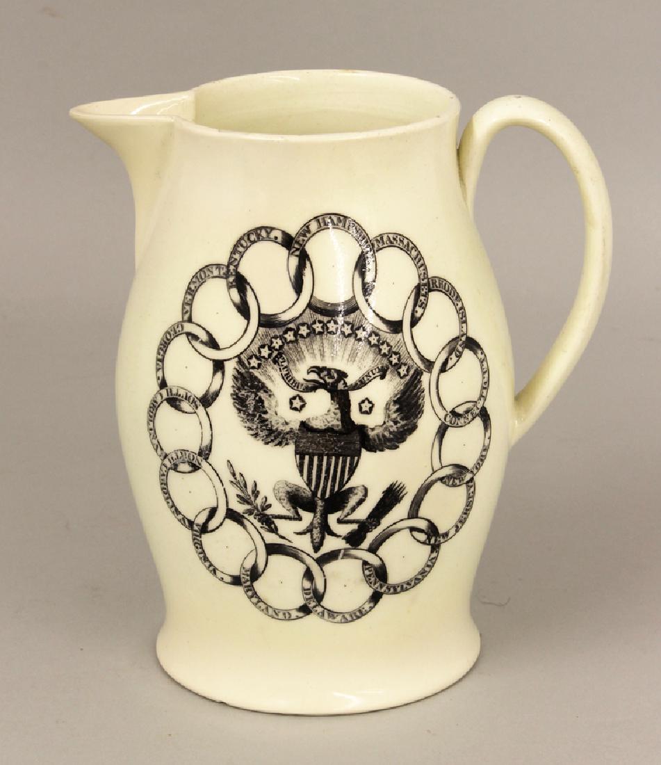 SMALL 19THC. CREAMWARE LIVERPOOL PITCHER (1 of 3)