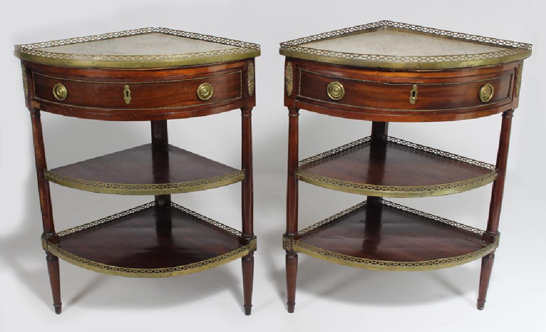 PAIR OF LOUIS XVI MARBLE-TOP CORNER STANDS (1 of 1)