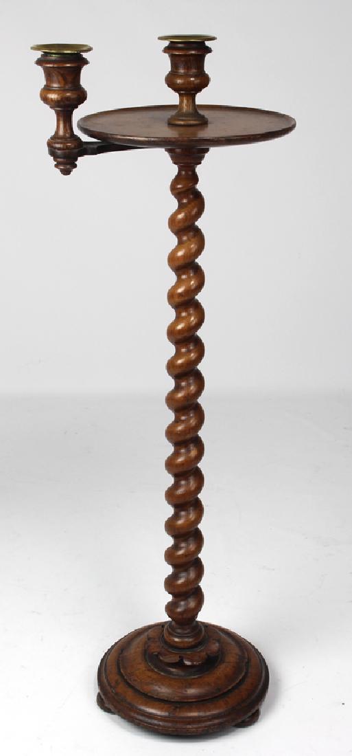 UNUSUAL ENGLISH OAK CANDLE STAND/HOLDER (1 of 2)