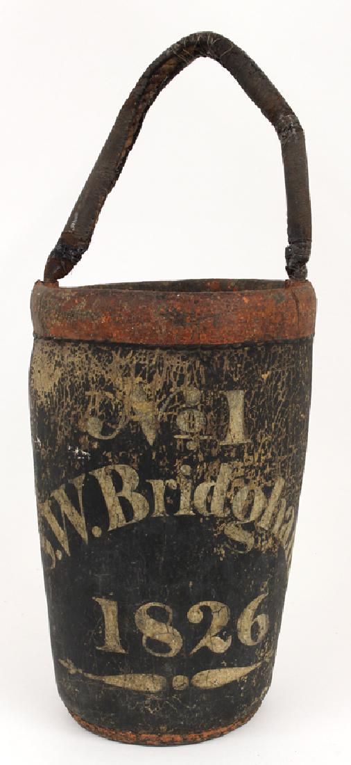 RHODE ISLAND LEATHER FIRE BUCKET, 1826 (1 of 2)