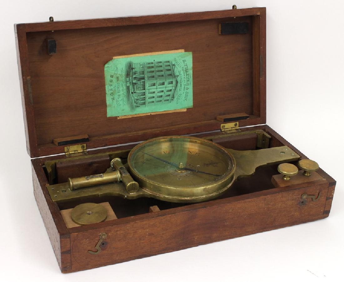 SAMUEL THAXTER & SONS BRASS SURVEY COMPASS (1 of 2)