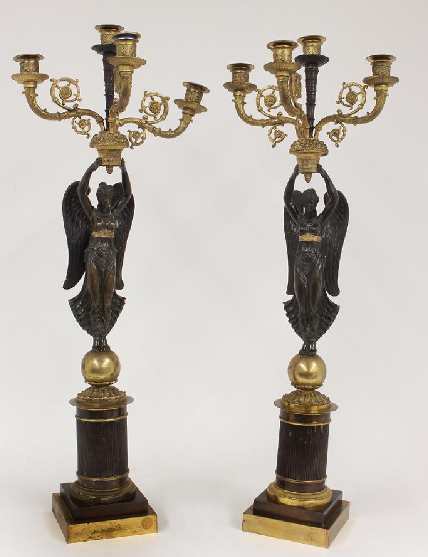 PAIR OF FRENCH BRONZE FIGURAL 4-LIGHT CANDELABRA (1 of 1)