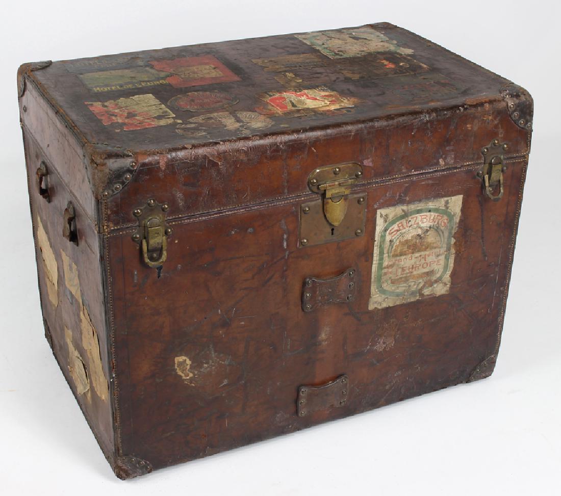 LEATHER STEAMER TRUNK,   GOYARD (1 of 3)