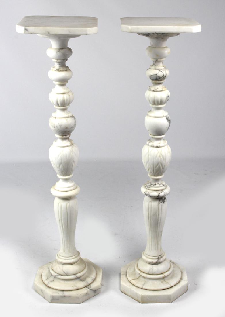 PAIR OF 20TH C.  ITALIAN WHITE MARBLE PEDESTALS (1 of 1)
