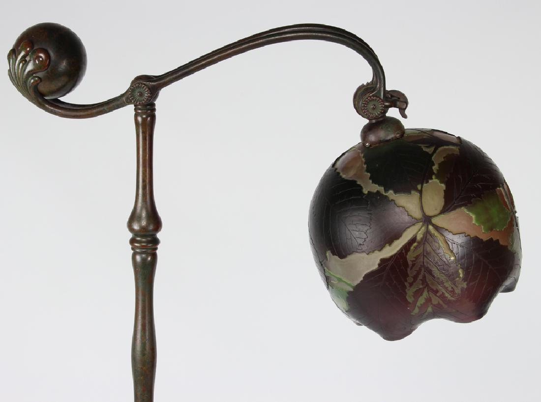 TIFFANY COUNTER-BALANCE BRONZE FLOOR LAMP: sgn. TIFFANY STUDIOS NEW YORK 465 51"h; now with cameo shade