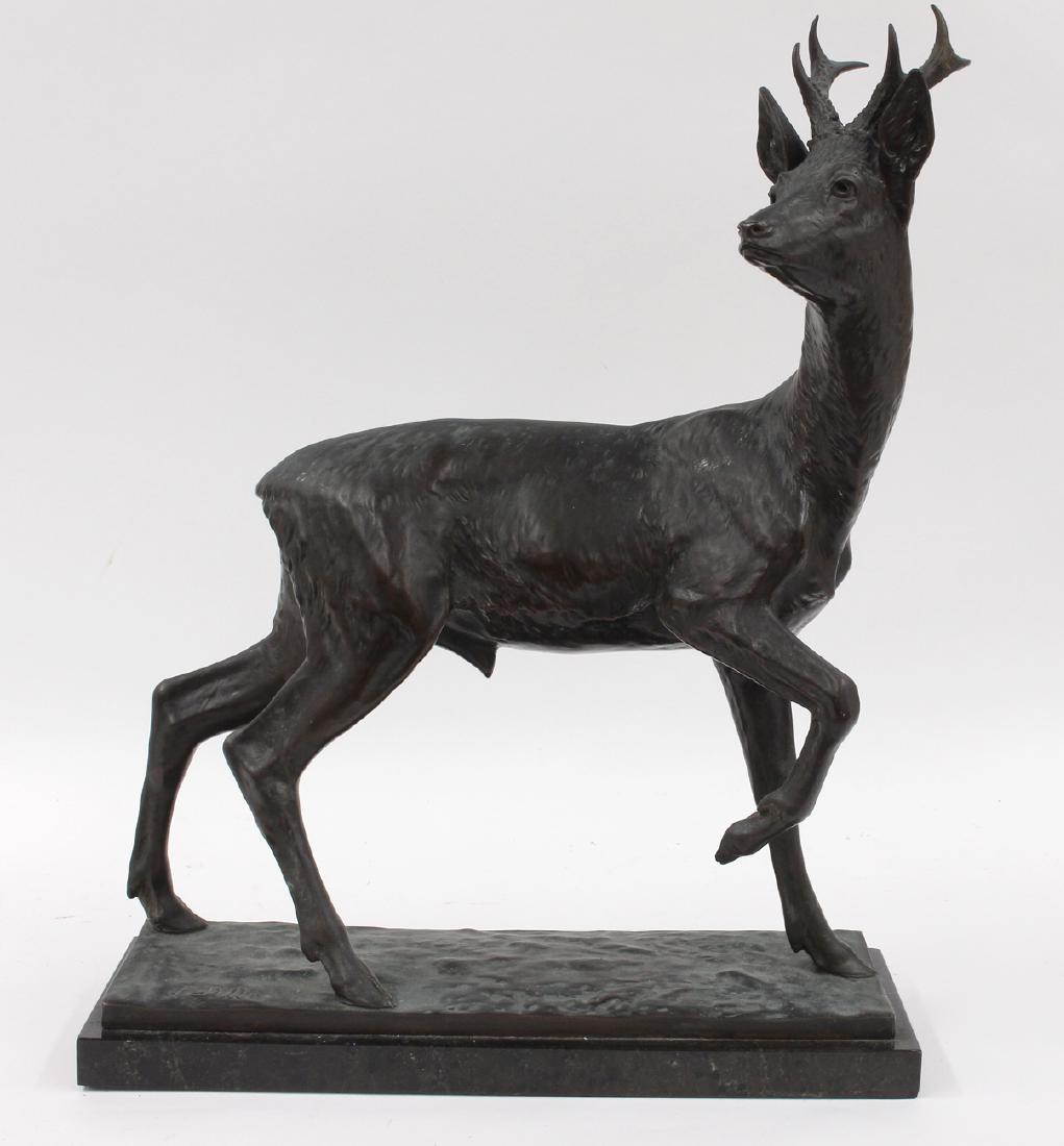 FRITZ DILLER (German, 1876-1946) BRONZE: Roebuck sgn. Fritz Diller, cast bronze, 19"h incl. 1"marble base; 15"w; 6"d