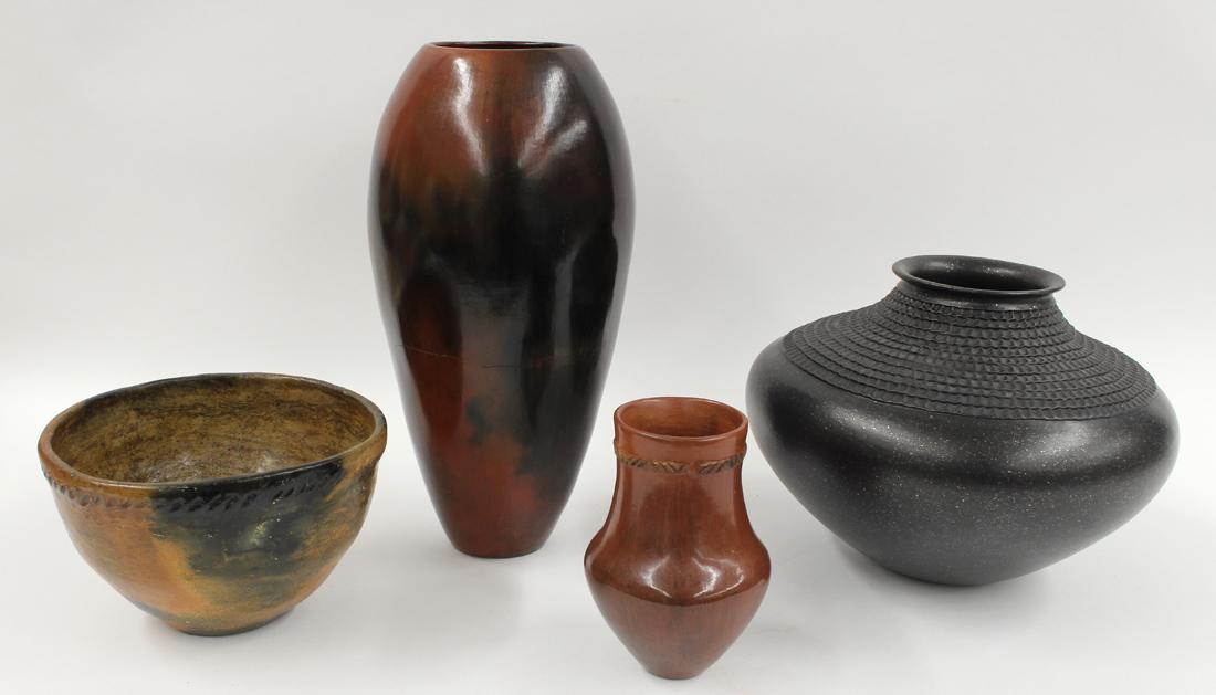 (on 4) NATIVE AMERICAN POTTERY: 20th c., a Navajo vase, sgn. ALICE CLING, 13"h; a small