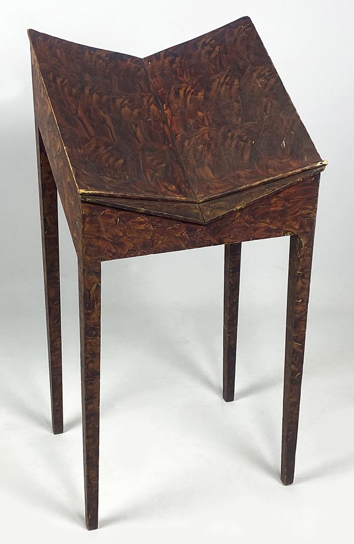 NEW ENGLAND HEPPLEWHITE SPONGE-PAINTED BOOK STAND: 19th c., original bold paint decoration, 41"h; 20"w; 16"d