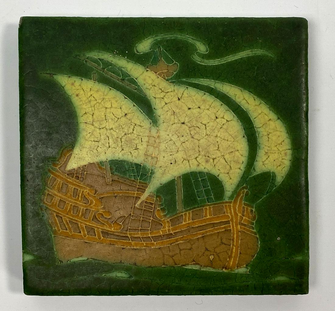 GRUEBY SAILING SHIP TILE: 8"sq.