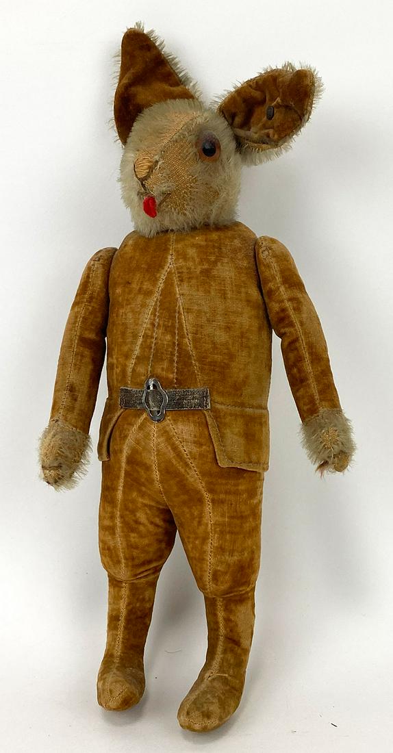 STEIFF JACK RABBIT: c. 1927-1931, pin in ear, 10.5" (not incl. ears)