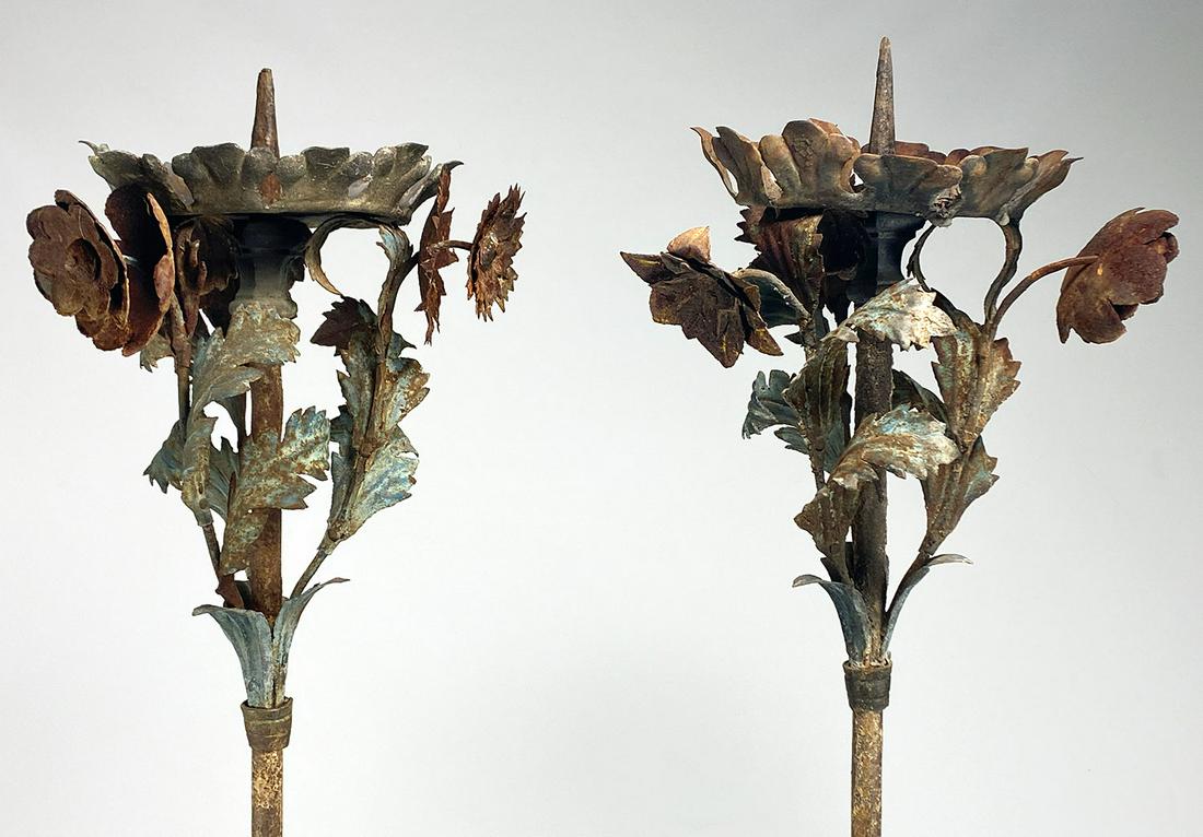 PAIR OF VENETIAN WROUGHT IRON FLOOR CANDELABRUM (1 of 3)