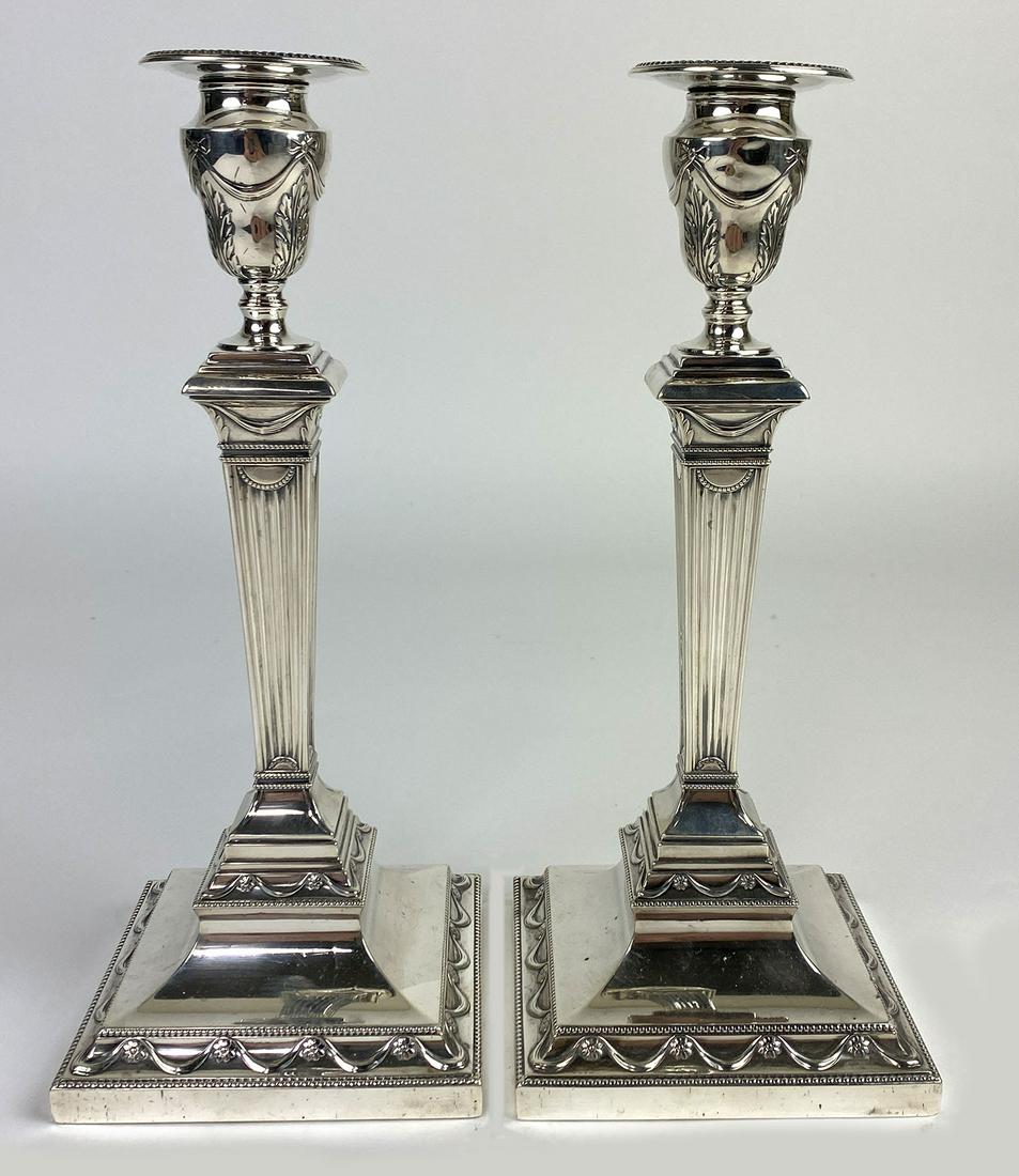 PAIR OF STERLING SILVER WEIGHTED CANDLESTICKS, (1 of 3)