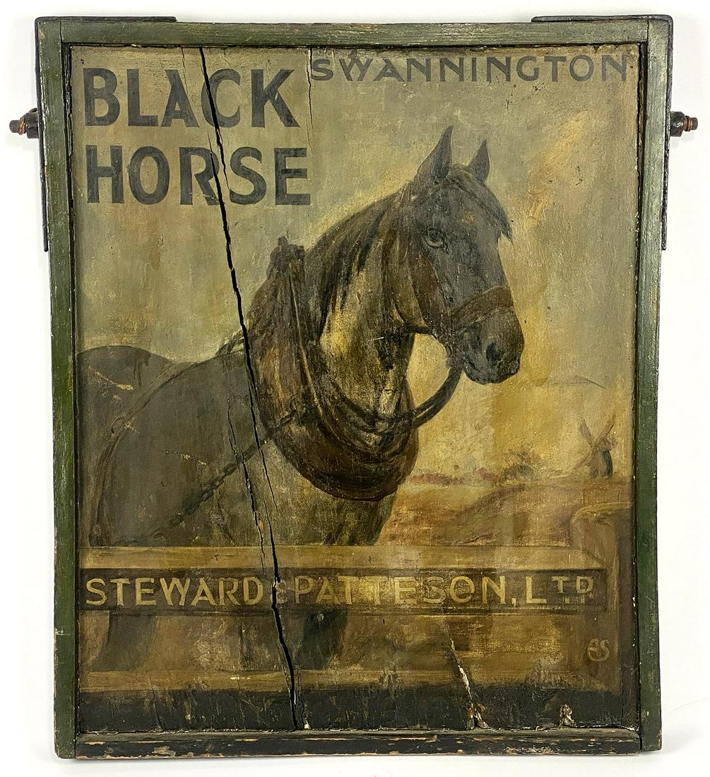 PAINTED DOUBLE-SIDED TRADE SIGN,   SWANNINGTON BLACK (1 of 2)
