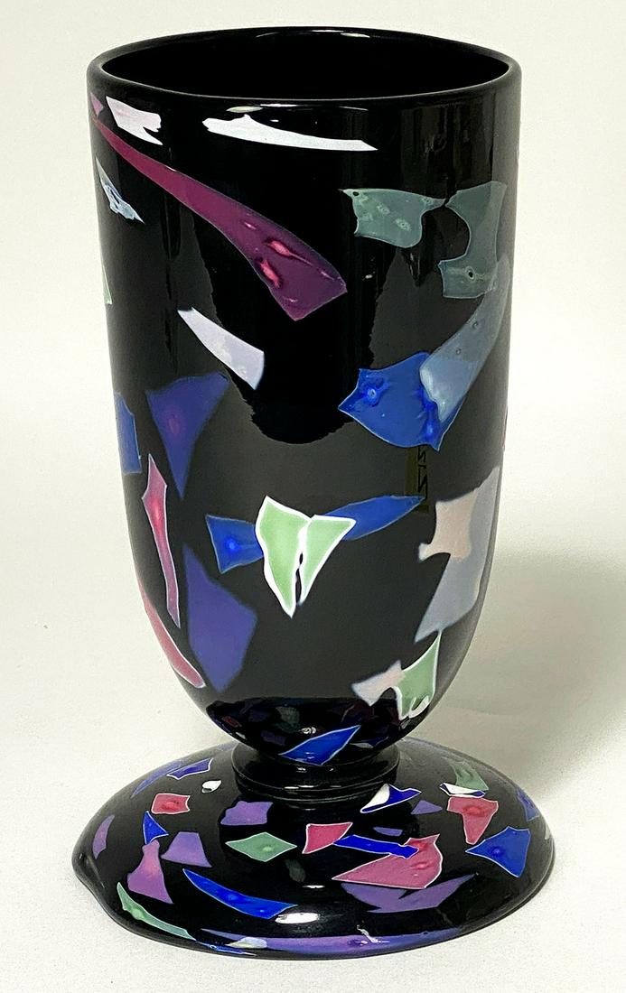 MT. WASHINGTON LAVA / SICILIAN ART FOOTED GLASS VASE (1 of 3)