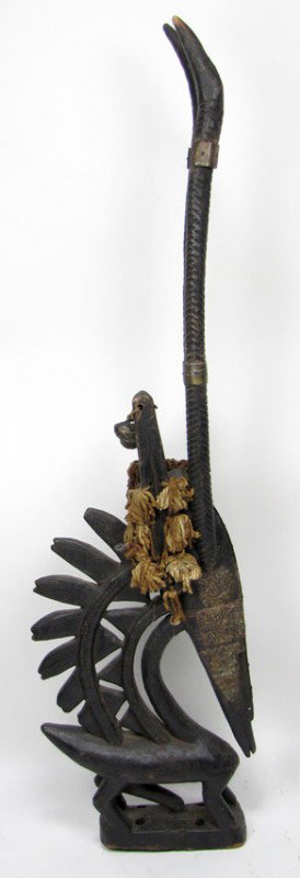 AFRICAN MALE CHIWARA HEAD DRESS ORNAMENT: Bamana People, Mali, male, (also called Tji-wara), 39"h