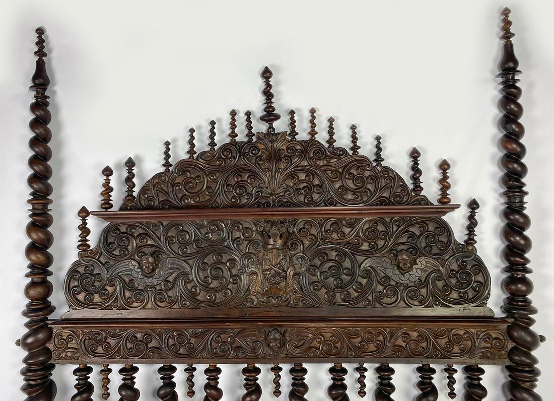 INDO-PORTUGUESE ORNATELY CARVED HARDWOOD BED (1 of 4)