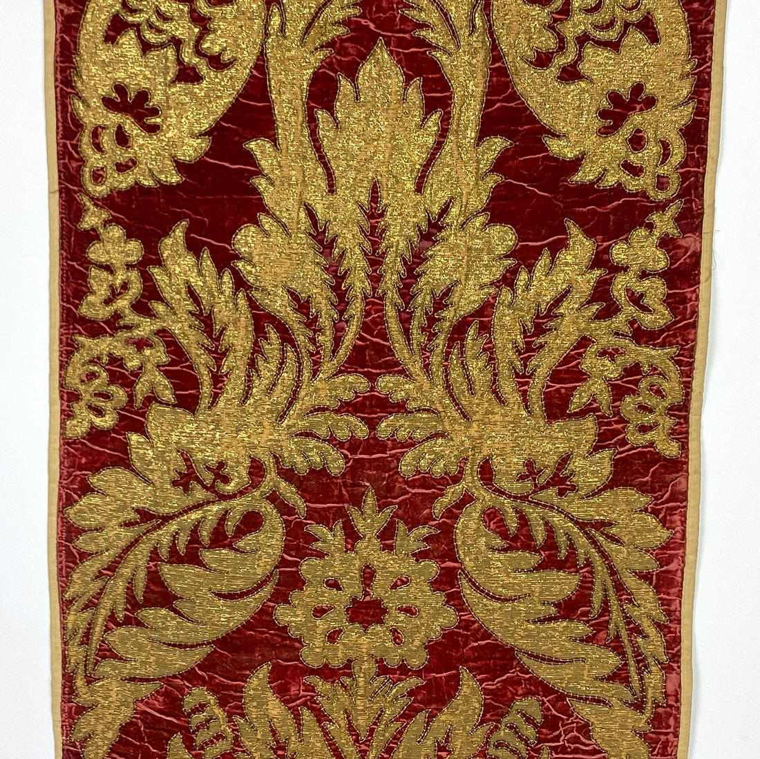ITALIAN EMBROIDERED RED VELVET TEXTILE (1 of 4)