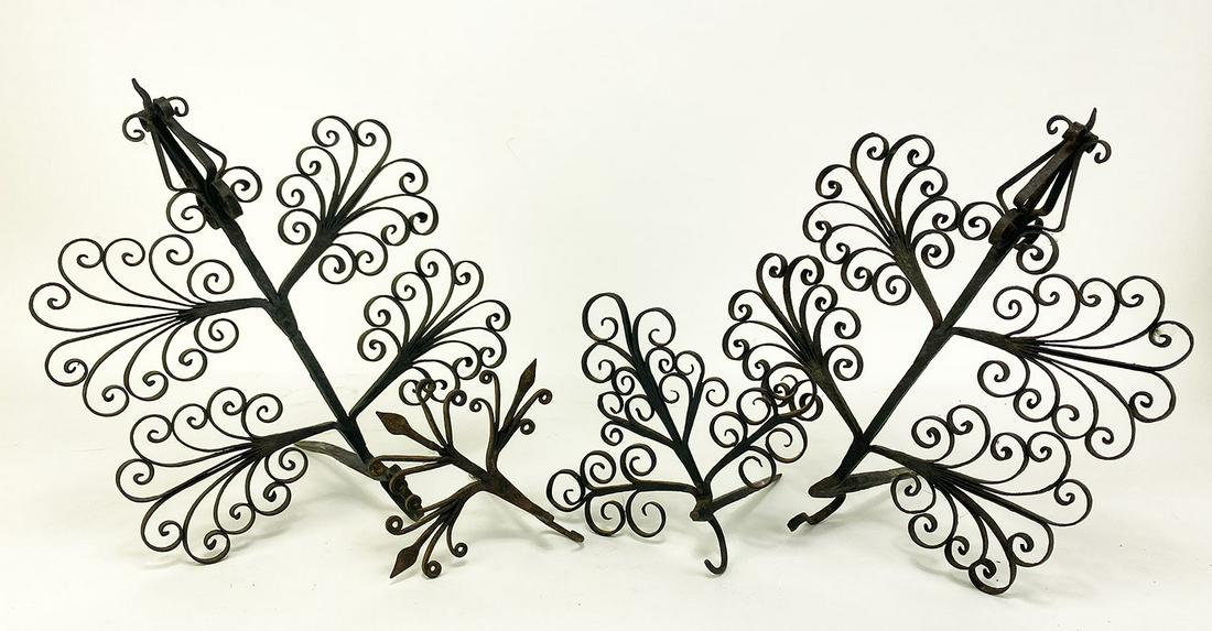 (on 4) SPANISH WROUGHT IRON GRILLWORK UTENSIL HOOKS (1 of 2)