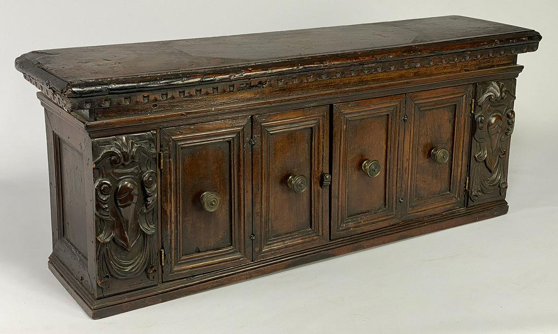 ITALIAN CARVED WALNUT TABLE-TOP CABINET (1 of 3)