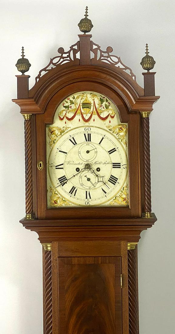 MASSACHUSETTS MAHOGANY TALL CASE CLOCK,   SHEPHERD (1 of 3)