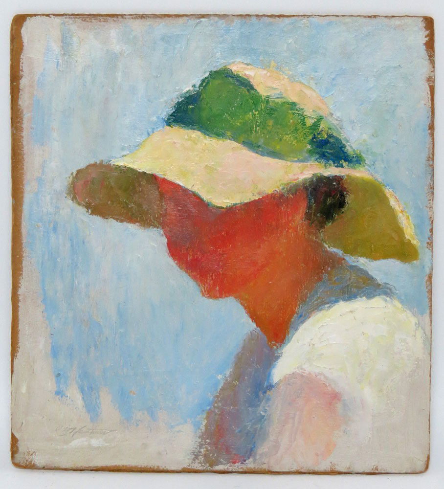CHARLES WEBSTER HAWTHORNE (American, 1872-1930): woman wearing a sun bonnet - “mudhead” sgn. l.l. C. W. Hawthorne o/b, 20 by 18 in., framed