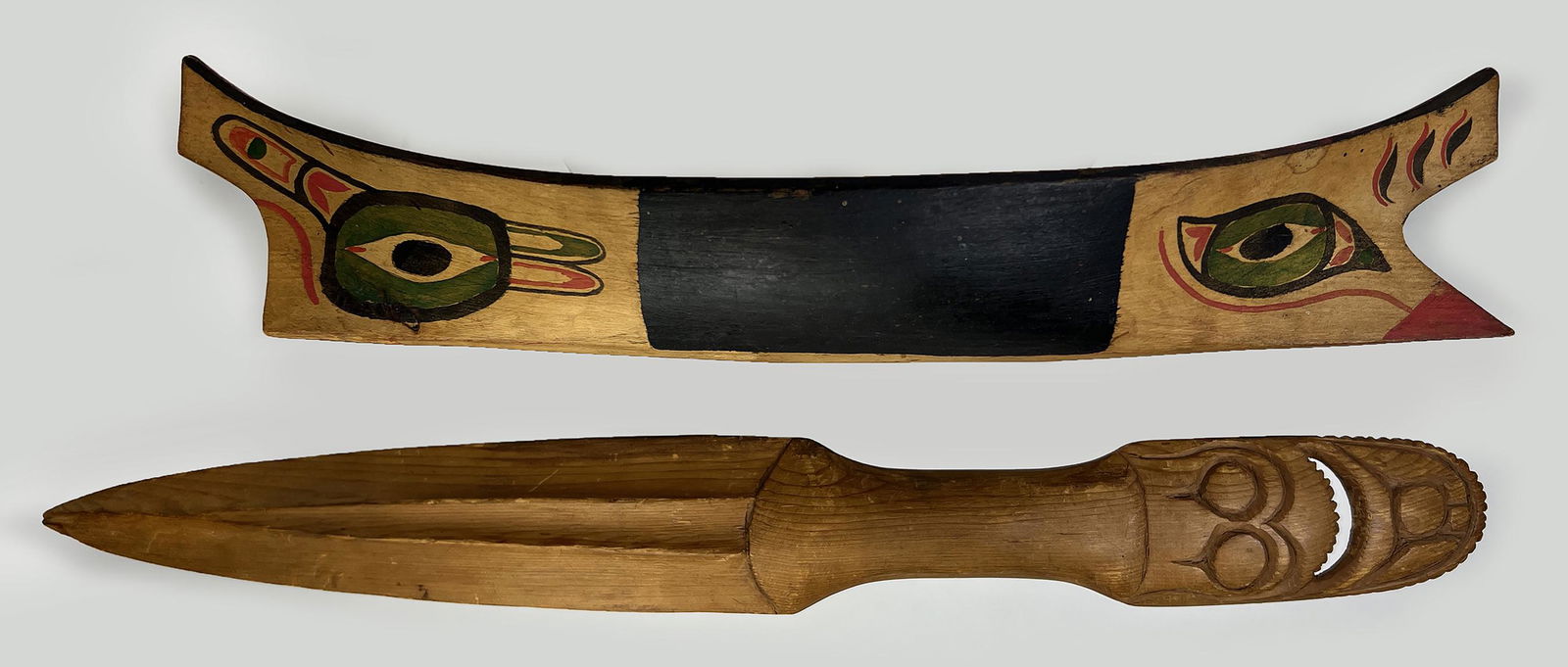 (on 2) NORTHWEST COAST WOOD DAGGER   AND   MODEL CANOE (1 of 5)