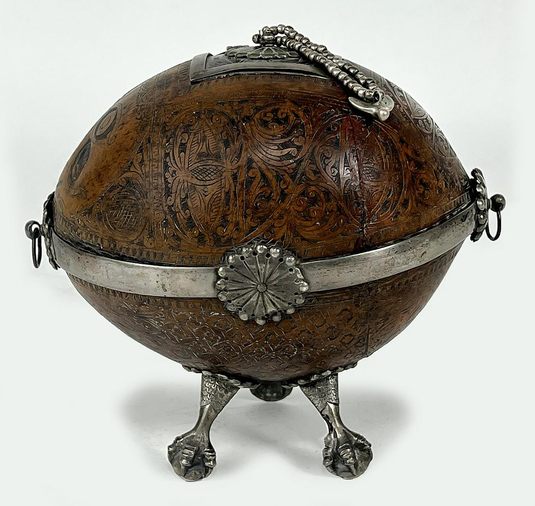 SPANISH COLONIAL SILVER-MOUNTED MONEY BOX (ALCANCIA) (1 of 6)