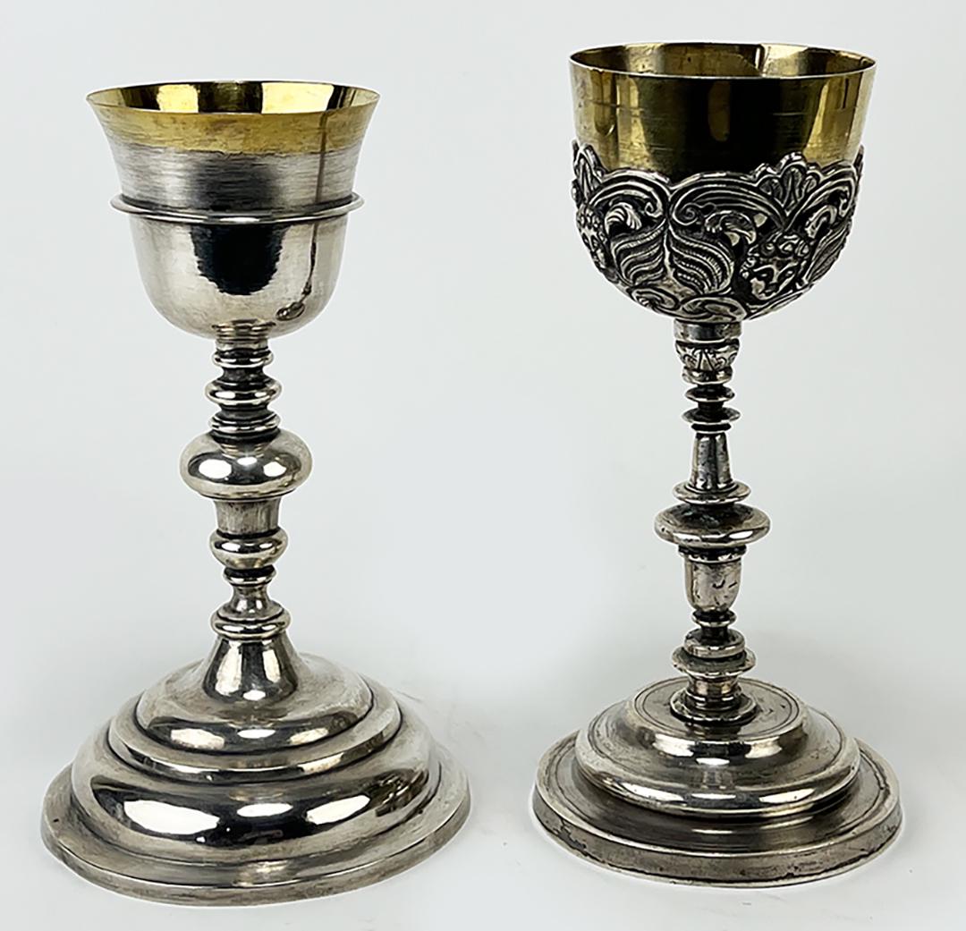(2) SPANISH COLONIAL SILVER CHALICES (1 of 2)