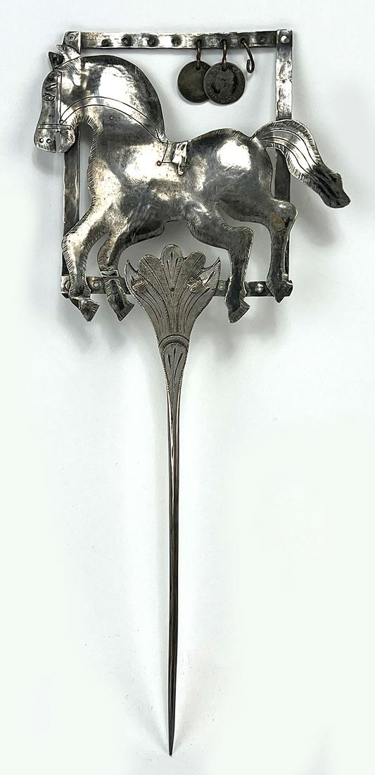 AYMARA ANDEAN SILVER HORSE-FORM TUPU / PIN (1 of 2)