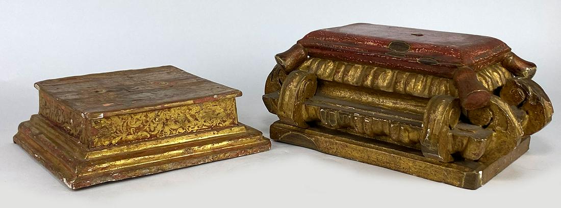 (2) SPANISH COLONIAL-STYLE PAINTED WOOD DISPLAY PLINTHS (1 of 2)