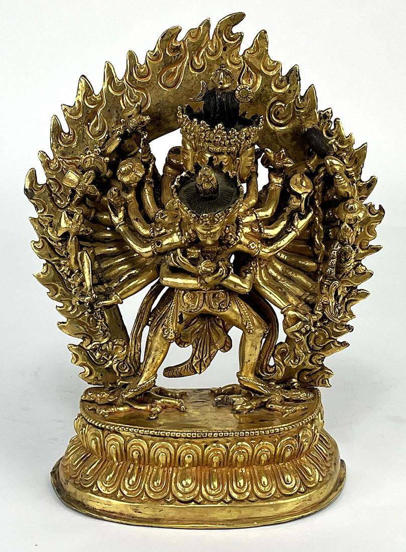 TIBETAN BUDDHIST KALACHAKRA GILDED BRONZE STATUE (1 of 4)