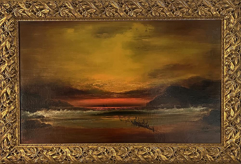ALEXANDER CHARLES STUART (Scotland/ PA., 1831-1898): Ocean Sunset sgn. l.l. Stuart, o/c; 22 by 26 in.; framed, 29 by 43 in. From a Private East Coast CollectionNOTE: Apologies, we cannot approve bidders during the auction.