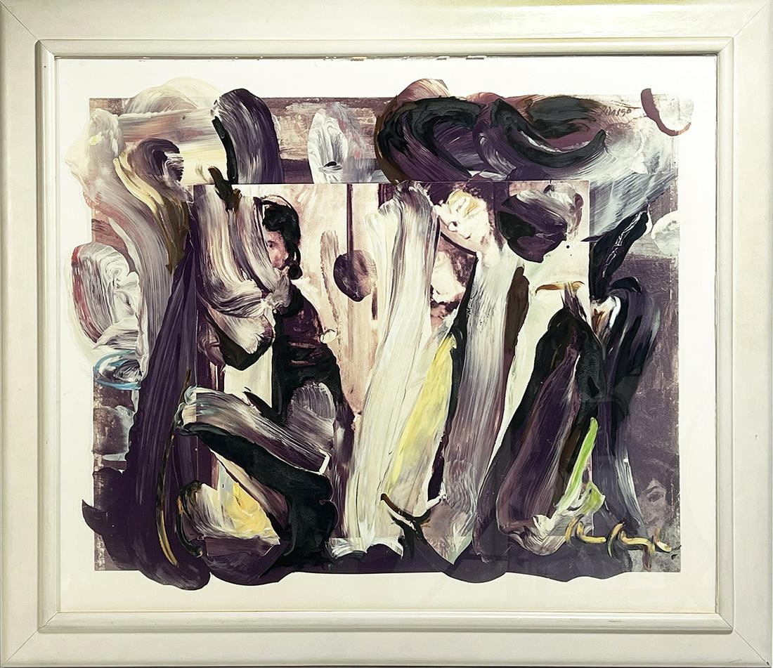 CHARLES CLOUGH (New York, b. 1951): jugular notch, 1982 note from the artist on the reverse acrylic over print; 40 by 48 in.; original white painted frame 48 by 56 in. Clough is exhibited at the New York Metropolitan