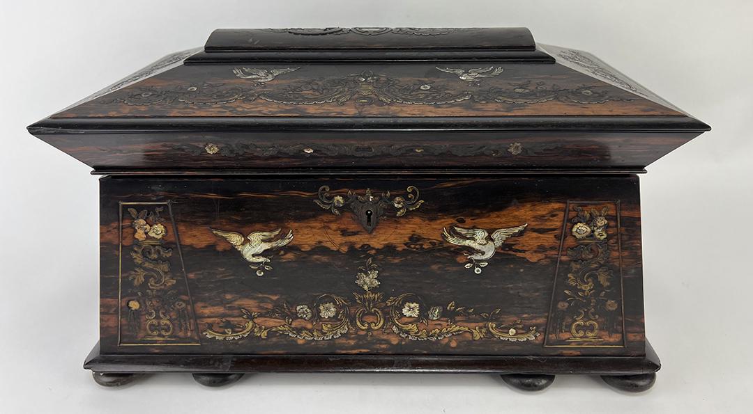 HAUSBURG ENGLISH REGENCY INLAID ROSEWOOD TEA CADDY (1 of 3)