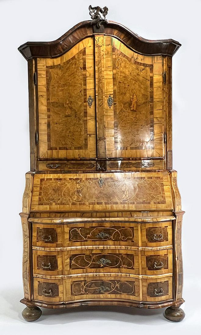 ITALIAN MILANESE WALNUT-VENEERED SECRETARY/BOOKCASE (1 of 10)