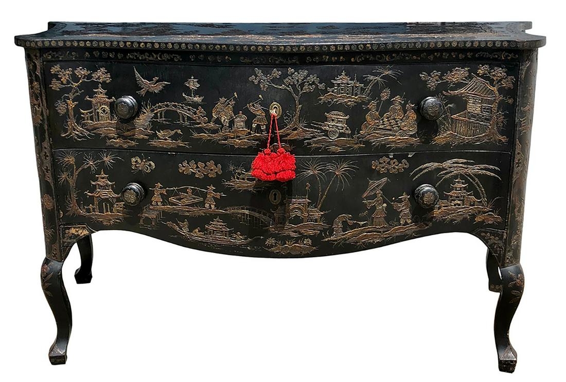 ITALIAN ORNATE SERPENTINE COMMODE (1 of 3)