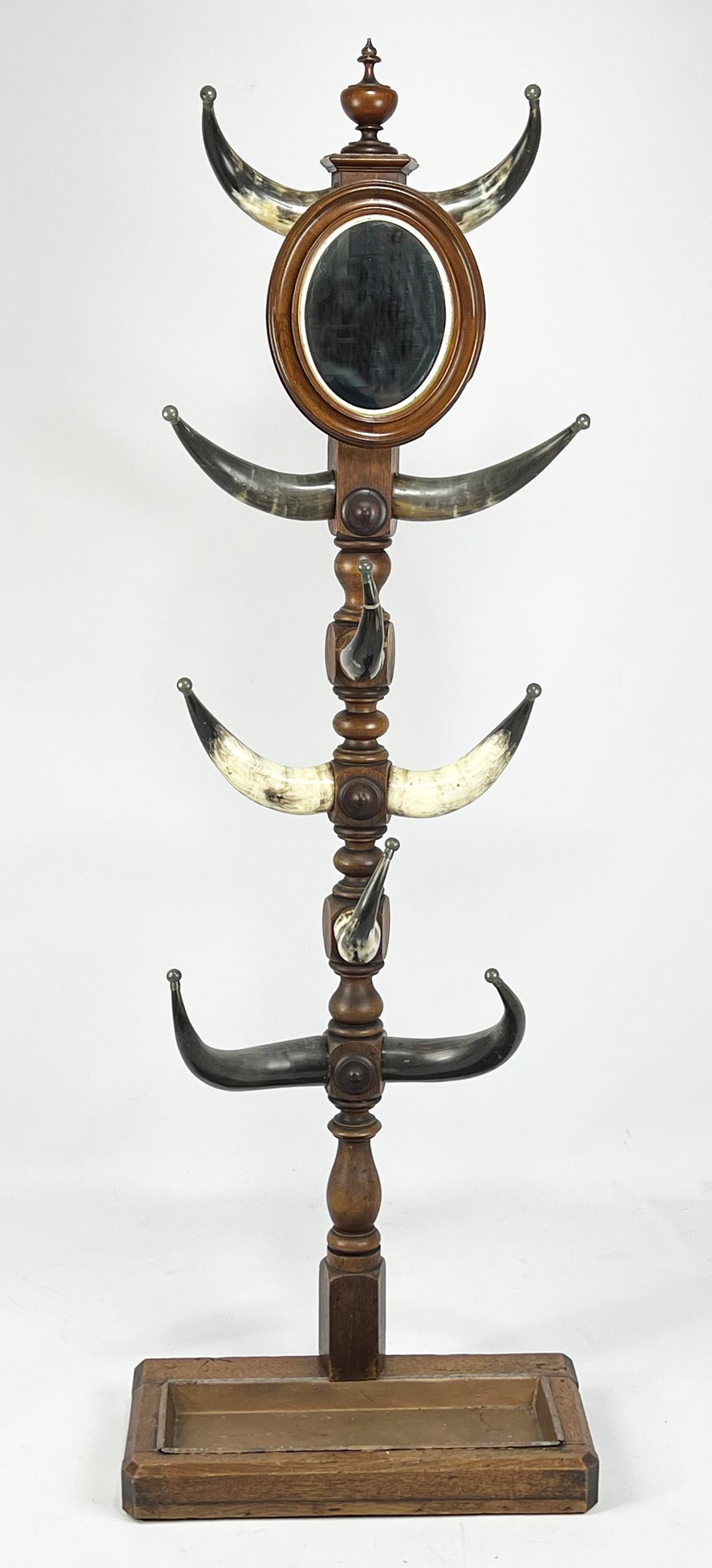 WALNUT AND TEXAS STEER HORN HALL TREE (1 of 2)