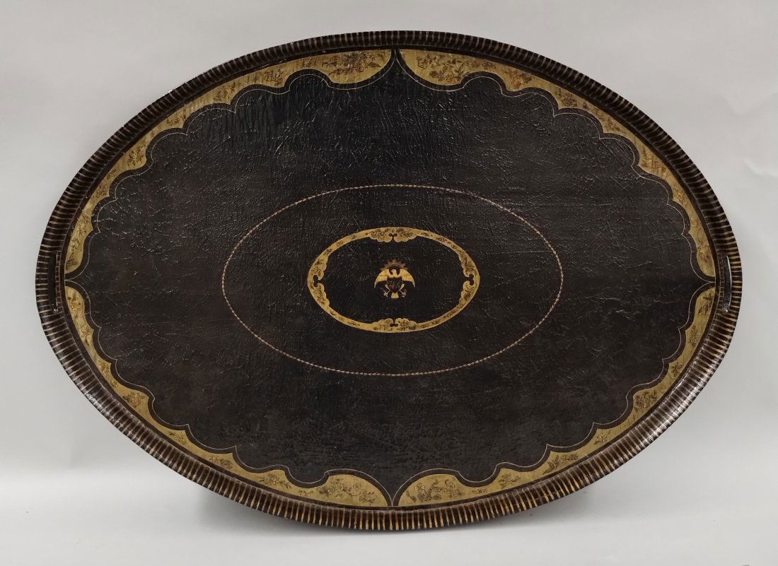 LARGE CHINA TRADE LACQUERED TEA TRAY WITH EAGLE (1 of 2)