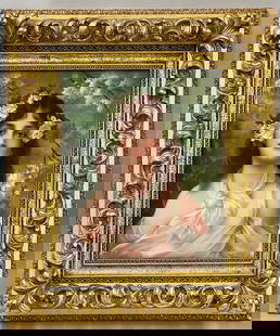 19TH C. KPM PORTRAIT PAINTING ON PORCELAIN: portrait of woman with flowers in her hair sgn. l.l. Nach C. Keisel (sitter); l.r. v. L. Schinzel
