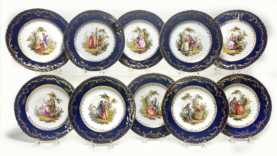 SET OF (10) DRESDEN PORCELAIN PLATES, KLEMM, 8" (1 of 3)