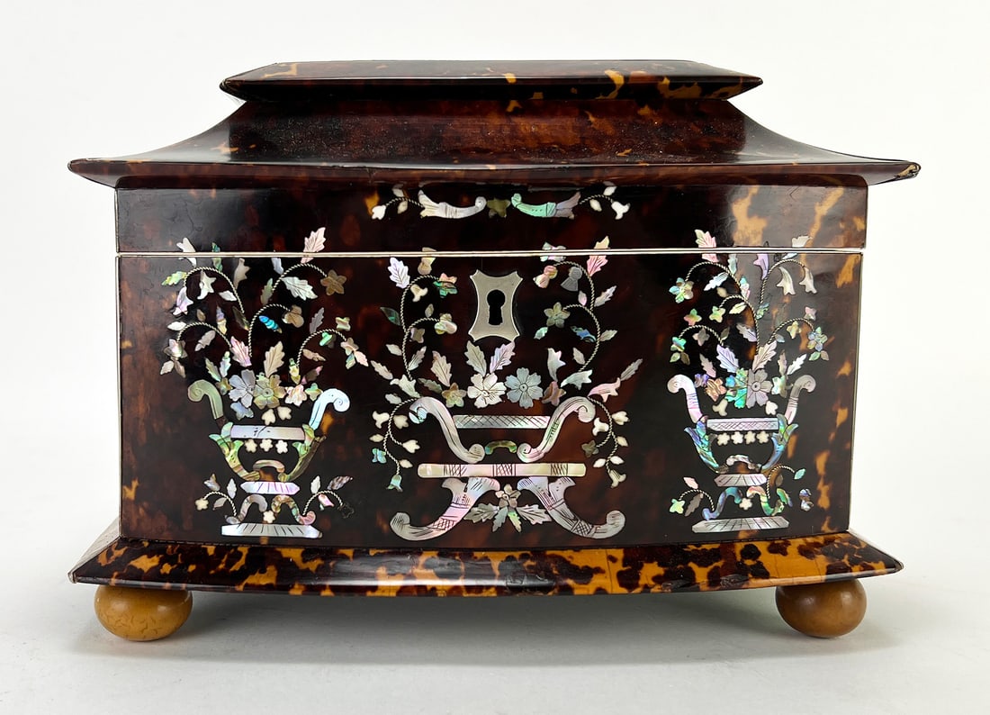 ENGLISH GEORGIAN SHELL TEA CADDY (1 of 3)