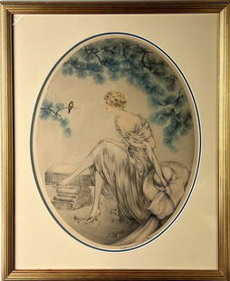 LOUIS ICART ( Paris, 1888 -1950) LITHOGRAPH: Duethand signed lower margin and marked A/321, also printed on upper margin, copyright 1929 by L. Icart. Paris; framed under glass with oval mat; 17 by 13 in. sight; framed, 23 by 19 in.