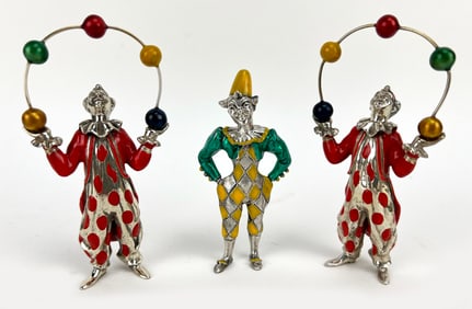 (on 3) GENE MOORE FOR TIFFANY, STERLING CIRCUS CLOWN FIGURES