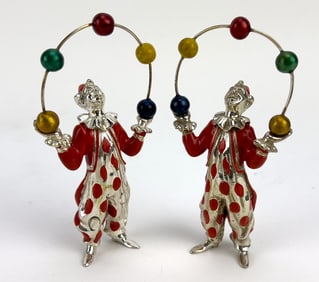 (2) GENE MOORE FOR TIFFANY, STERLING CIRCUS CLOWN FIGURES