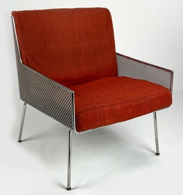 MID-CENTURY STAINLESS STEEL ARMCHAIR, DAVIS ALLEN