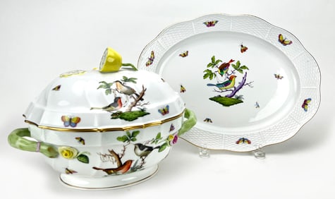 HEREND COVERED SOUP TUREEN WITH UNDERTRAY,